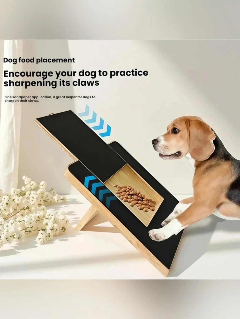 Dog Nail Scratch Board, Wooden Self Filing Pad with Foldable Stand - Treat Hider